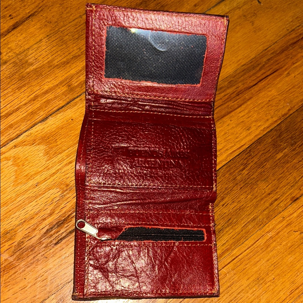 Floral Patchwork Leather Snap Wallet - Burgundy &… - image 2